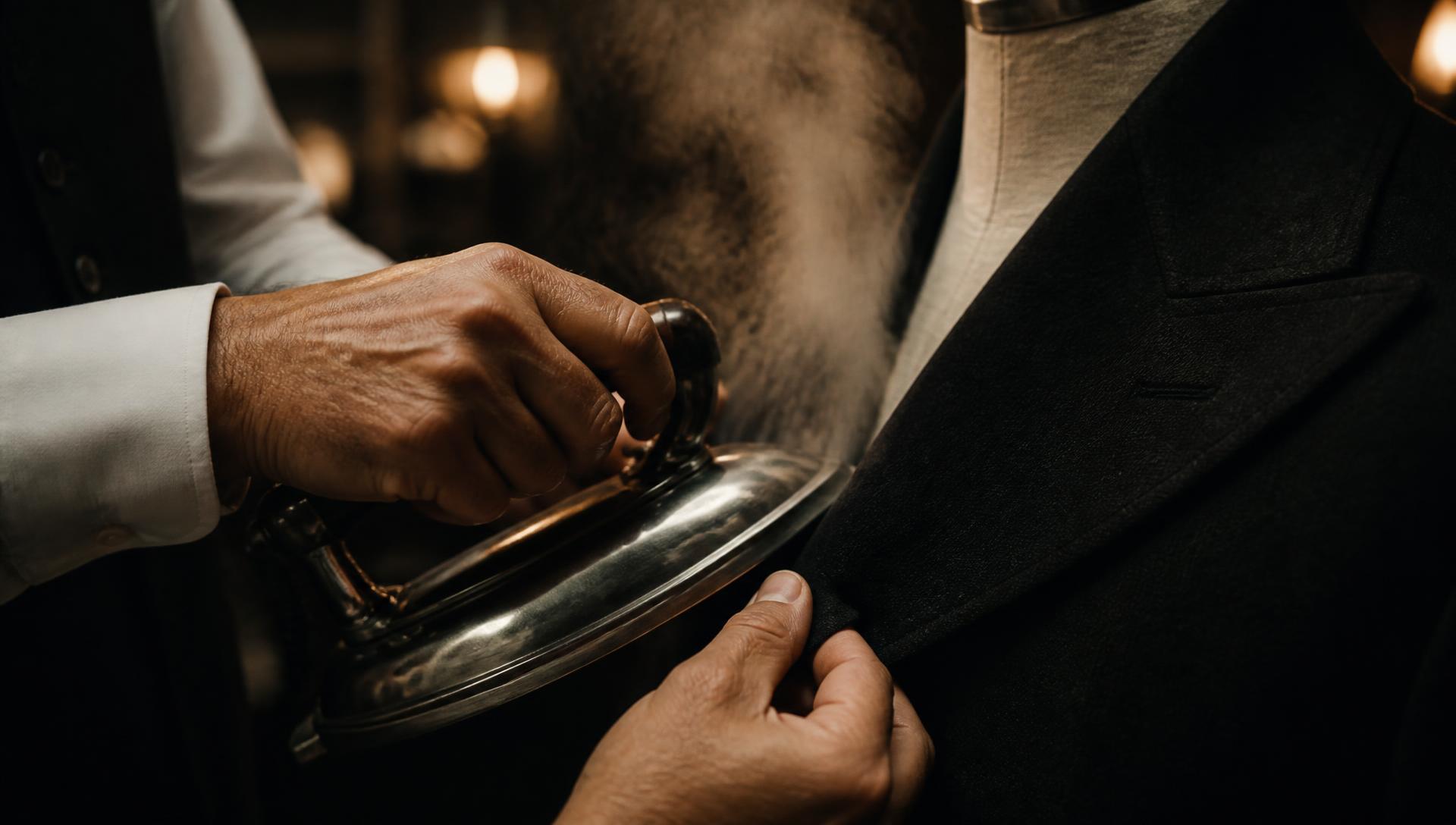 Atelier film: pressing a lapel in the RYVORA workroom
